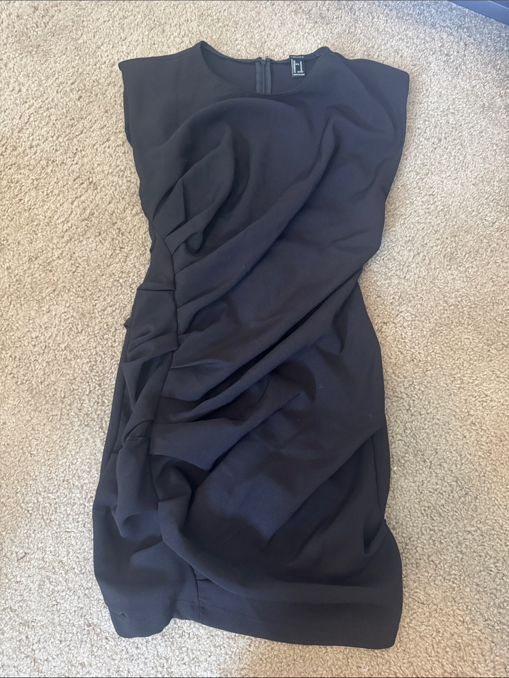 Forever 21 Black Draped Midi Dress